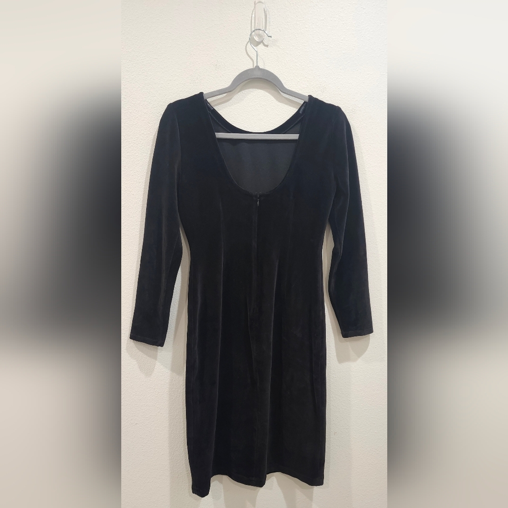 J CREW ITALIAN BLACK VELVET HATHAWAY DRESS MARIO BELLUCCI SZ 6 SCOOPBACK SHEATH - Picture 4 of 6